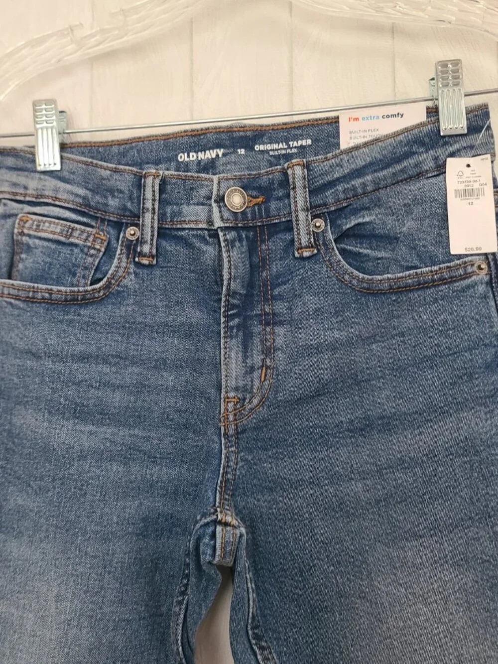 Lot Of 2 Old Navy Boys Sz 12 Original Taper Built In Flex Jeans